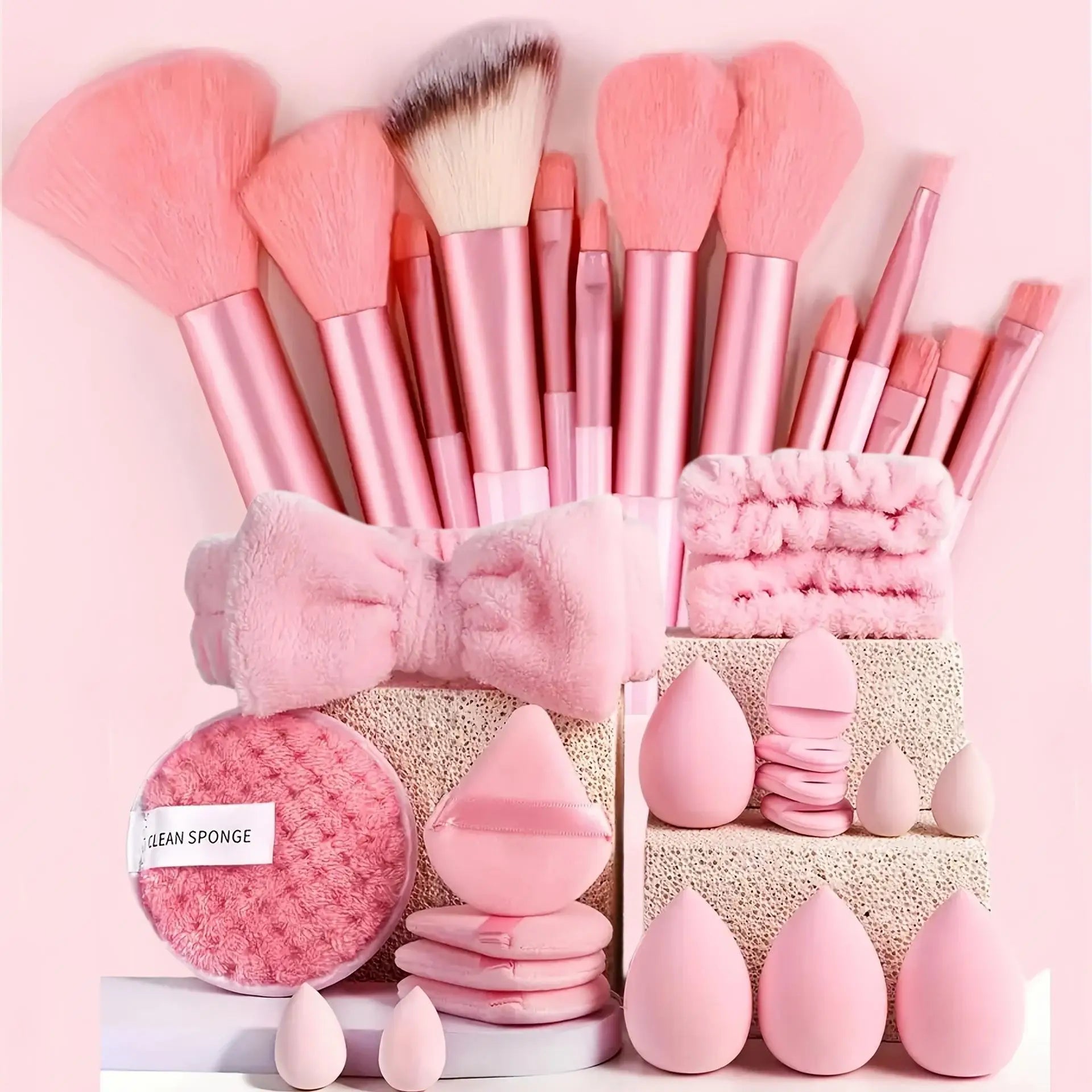 Ultimate 33-Piece Professional Makeup Brush & Beauty Sponge Set – Complete Flawless Application Kit