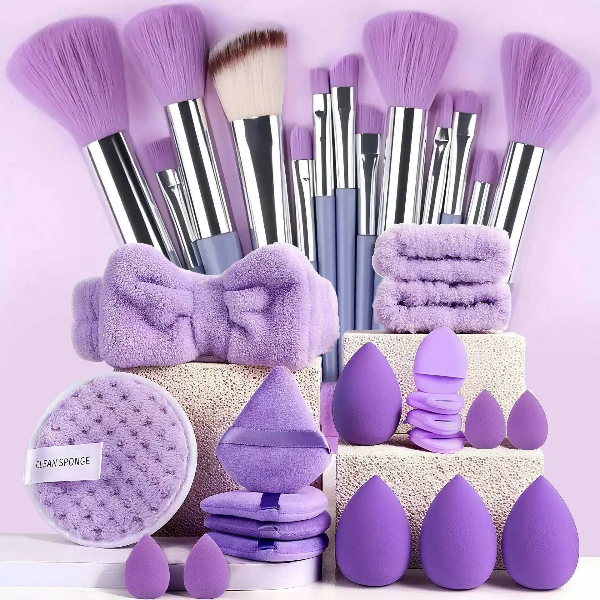 Ultimate 33-Piece Professional Makeup Brush & Beauty Sponge Set – Complete Flawless Application Kit