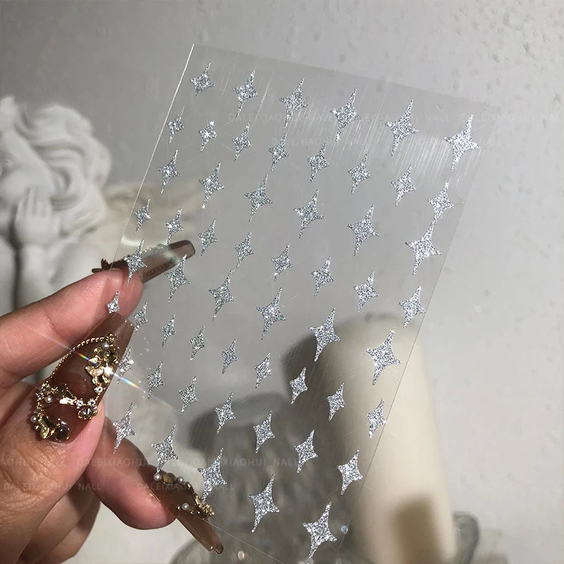 3D Self-Adhesive Valentine's Day Nail Art Stickers – Black & White Heart Decals