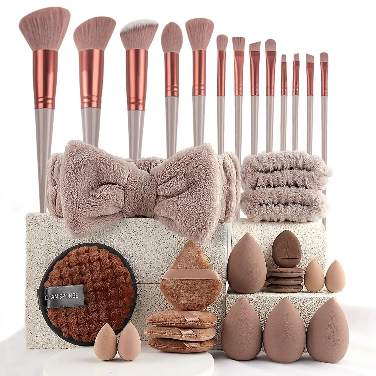 Ultimate 33-Piece Professional Makeup Brush & Beauty Sponge Set – Complete Flawless Application Kit