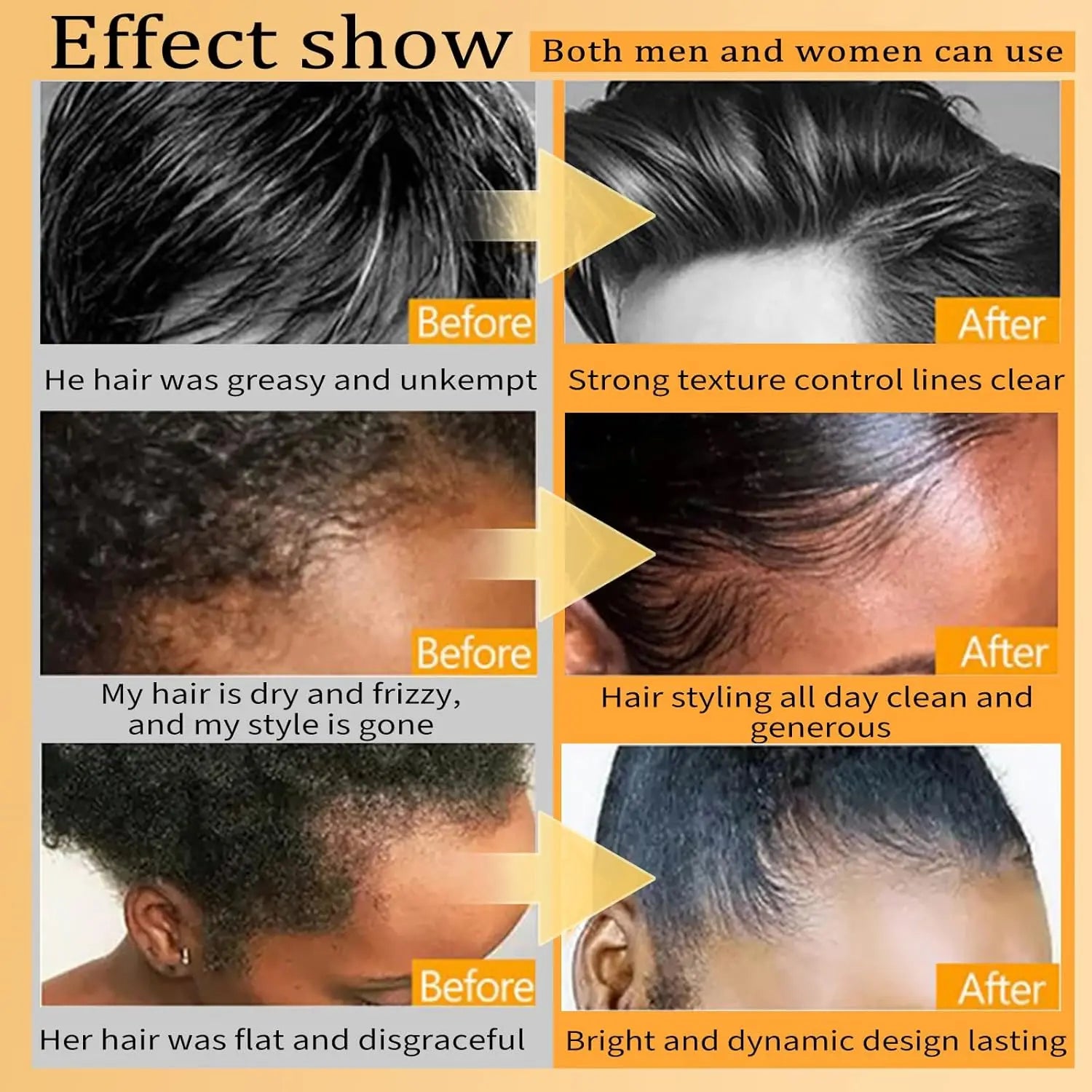 24H Extreme Hold Hair Styling Gel – Non-Sticky, No-Flake Shine Gel for Men, Women & Braiding