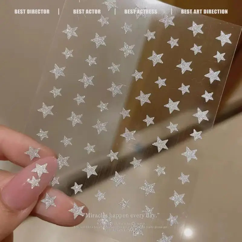 3D Self-Adhesive Valentine's Day Nail Art Stickers – Black & White Heart Decals