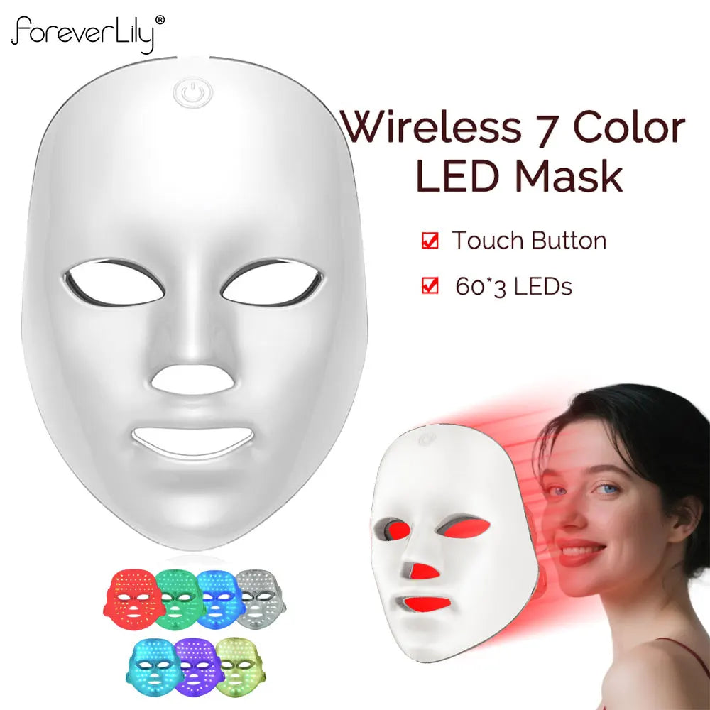 Wireless LED Mask 7 Color LED Face Mask Photon Skin Firming Anti Aging Rejuvenation Beauty Mask Machine