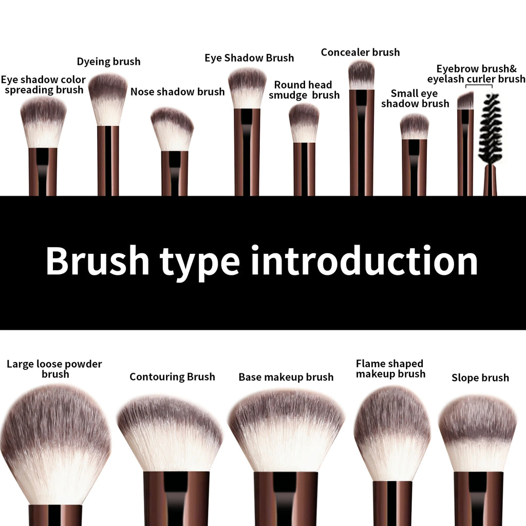 13PCS Makeup Brush Set Foundation Concealer Powder Eyeshadow Blush Brush Kabuki Blending Cosmetic Beauty Tool for Face