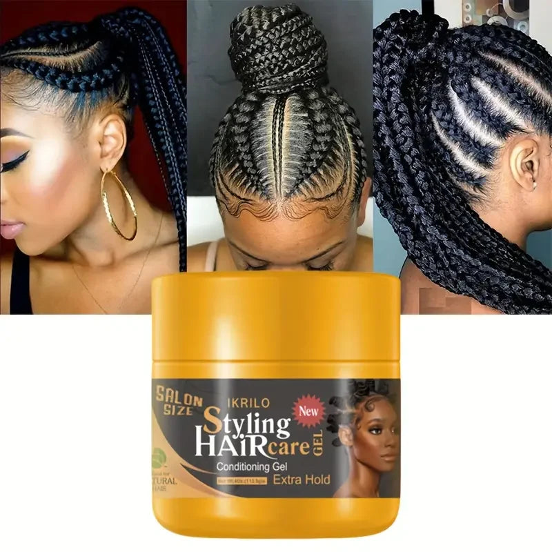 24H Extreme Hold Hair Styling Gel – Non-Sticky, No-Flake Shine Gel for Men, Women & Braiding