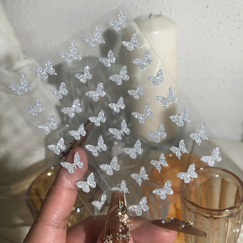 3D Self-Adhesive Valentine's Day Nail Art Stickers – Black & White Heart Decals