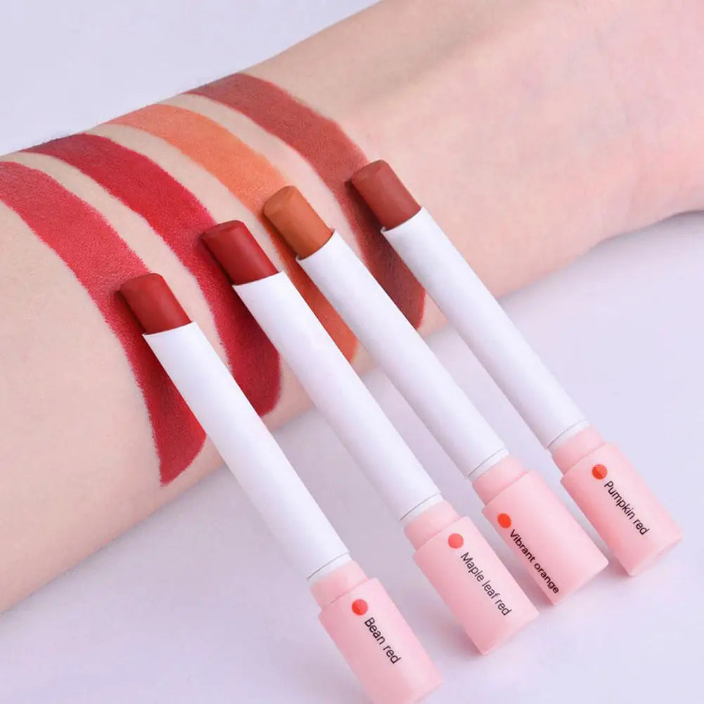 4-Pcs Velvet Matte Cotton Swab Lipstick Set - Long-Lasting & Waterproof