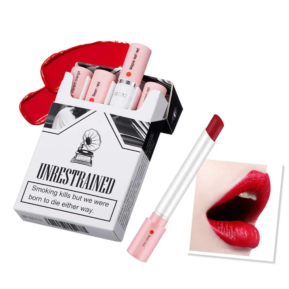 4-Pcs Velvet Matte Cotton Swab Lipstick Set - Long-Lasting & Waterproof