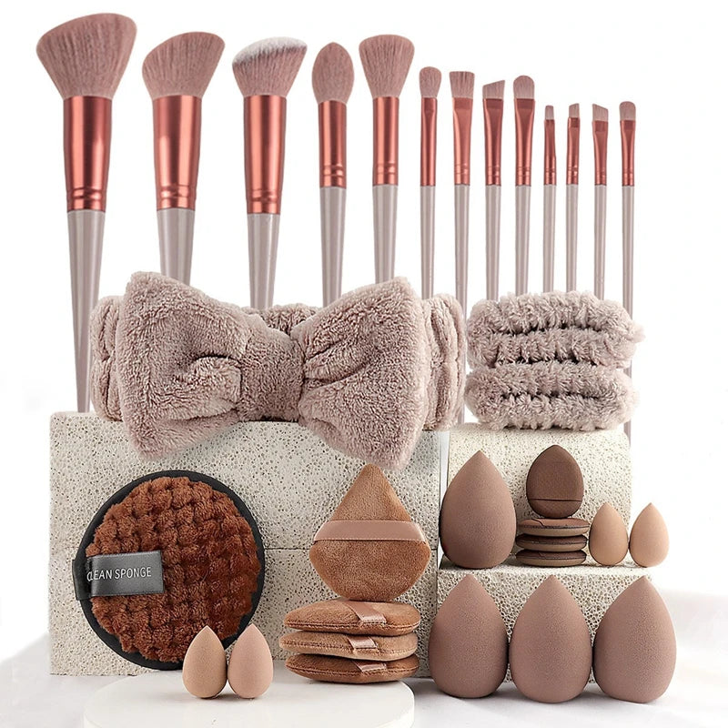 Ultimate 33-Piece Professional Makeup Brush & Beauty Sponge Set – Complete Flawless Application Kit