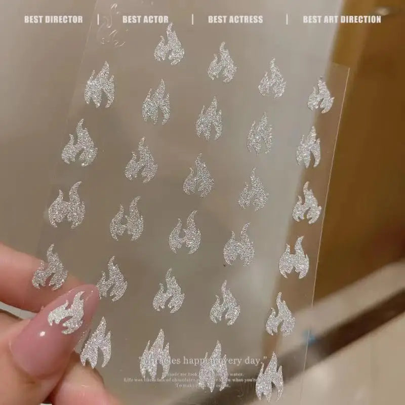 3D Self-Adhesive Valentine's Day Nail Art Stickers – Black & White Heart Decals