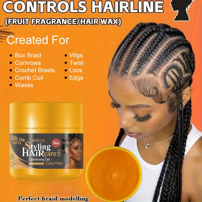 24H Extreme Hold Hair Styling Gel – Non-Sticky, No-Flake Shine Gel for Men, Women & Braiding